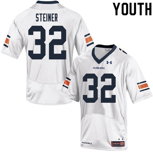 Youth #32 Wesley Steiner Auburn Tigers College Football Jerseys Sale-White